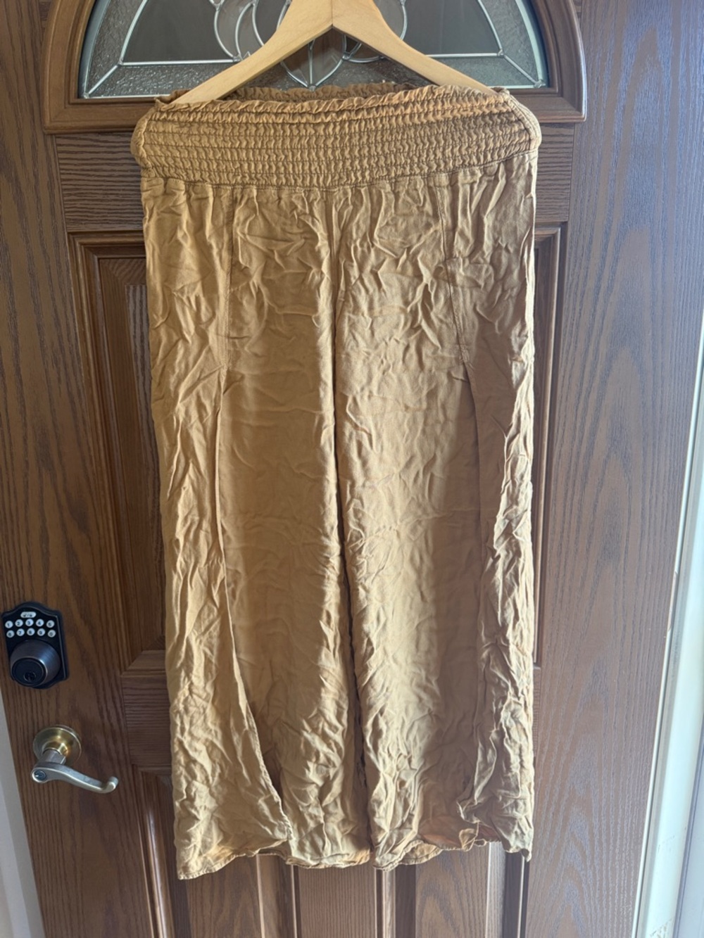 Rewash Brown Smocked Waist Wide Leg Pants